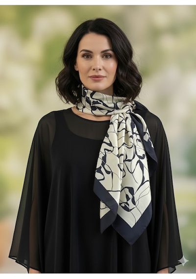 Tarzını Seç Desenli Fular Mermer Estacraft Şal Bandana 70x70cm