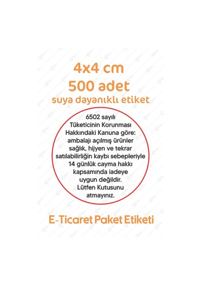 İade Etiketi, E-ticaret Paket Etiketi, Ürün İade Etiketi Ambalaj Etiketi 500 Adet