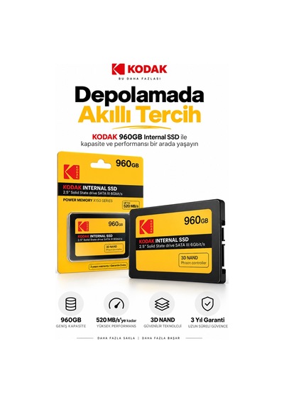 X150 960gb 2.5 İnç Sata Iıı Ssd 520 Mb/s Okuma 500 Mb/s Yazma Hızlı Ssd
