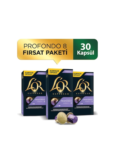 L'or Lungo Profondo Intensity 8 Nespresso Uyumlu Kapsül Kahve Fırsat Paketi 10 x 3 Paket