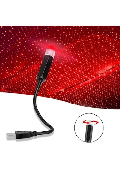 Kırmızı Ayak Altı Tavan Star Led Araç İçi Atmosfer Ambians Işık Oto Araba İç Tavan Yıldız Ayarlanır Usb Lamba