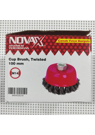 Novax Çanak Fırça Burgulu 100 Mm M14 Tüv Onaylı Ce Belgeli Daire Burgu Çanak