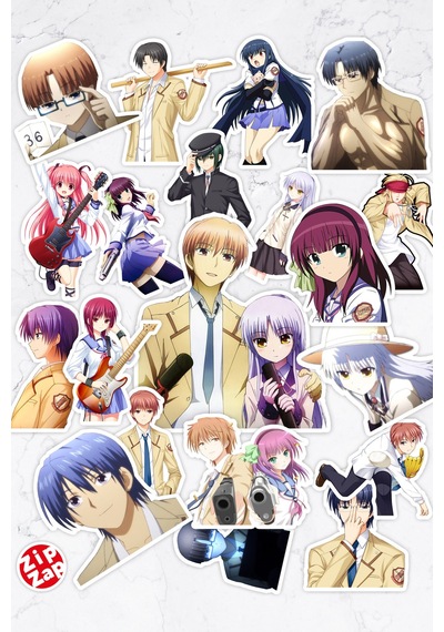 Angel Beats Anime Sticker Paketi 20 Adet Çok Renkli