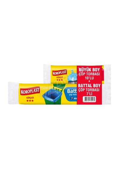 5 Adet Koroplast Battal Boy + Güçlü Büyük Boy Çöp Torbası 2'li