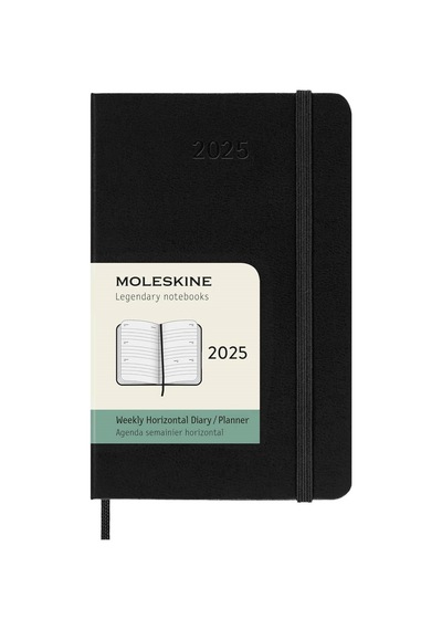 Moleskine 12 Ay Haftalık Yatay Ajanda Cep Boy 9x14 Cm Sert Kapak Siyah Siyah