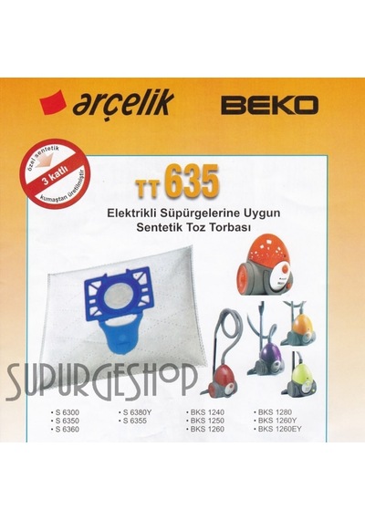 Arçelik Uyumlu -Beko 6350 6355 6355Yp 6360 6380Y Süpürge Torbası 20 Adet (144125064)