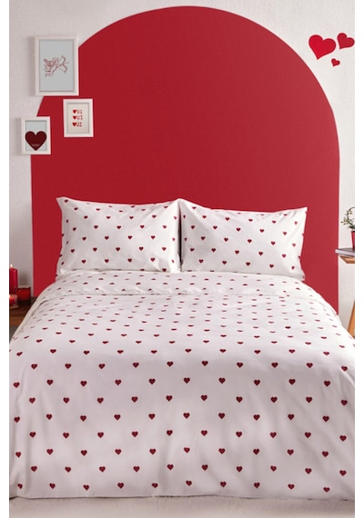 Kaşmir Home Sarah Anderson Amour Kalp Desenli Tek Kişilik Nevresim Takımı