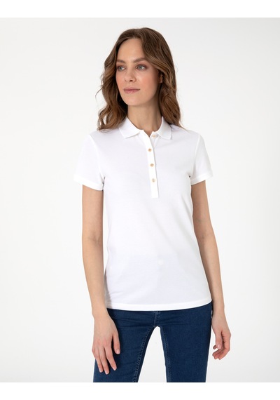 Pierre Cardin Kadın Beyaz Tişört 50305776-vr013 Beyaz
