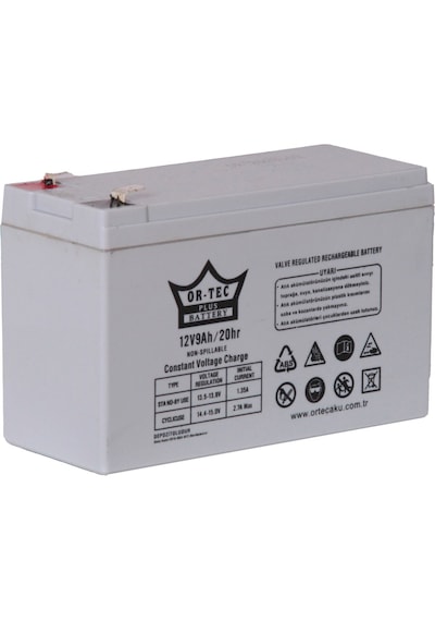 Or-tec Ortec 12 V 9 Ah Beyaz Akü Yüksek Kapasite Güç Kaynağı Çeşitli Kullanım Alanları İçin