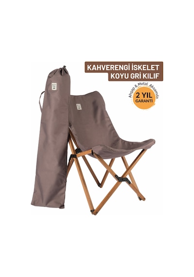 Bag The Joy Ahşap Kahverengi İskelet - Koyu Gri Kılıf Sandalye Koyu Gri