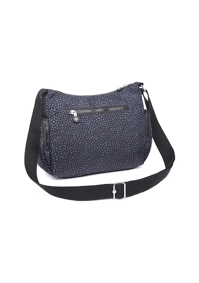 Smart Bags Orta Boy Çok Cepli Su Geçirmez Krınkıl Kumaş Kadın Omuz Çantası Puantiye Siyah