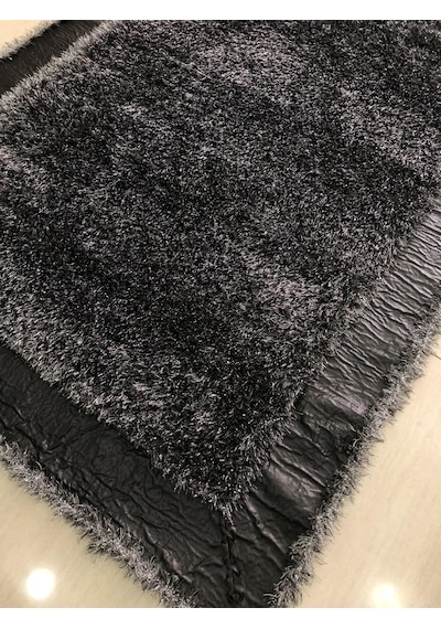 Saray Halı Simli Deri 125X180 Gri Siyah Derili Simli Halı !