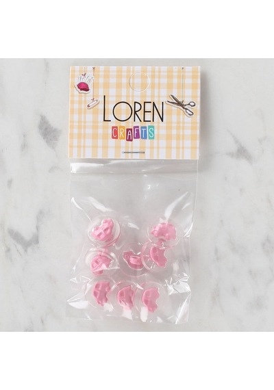 Loren Crafts 8 Li Şeffaf Pembe Araba Düğme - 249