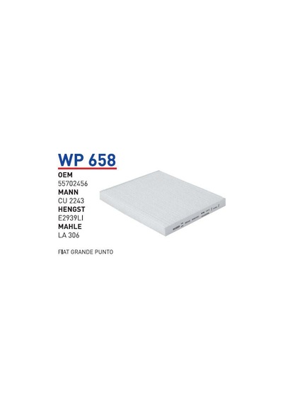 Wp658 Oem 55702456 Fıat Grande Punto Otomobil Polen Filtre Pollen Filter