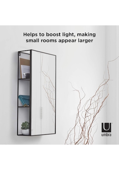 Umbra Cubiko 24x12 İnç Dikdörtgen Siyah Metal Banyo Aynası Depolama Dolabı 3 Raflı Diğer Umbra Cubiko 24x12 İnç Dikdörtgen Siyah Metal Banyo Aynası Depolama Dolabı 3 Raflı Diğer
