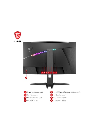 MSI Mag 325CQRF-QD 31.5" 1 MS 2K Curved 170 Hz Oyuncu Monitörü Teşhir