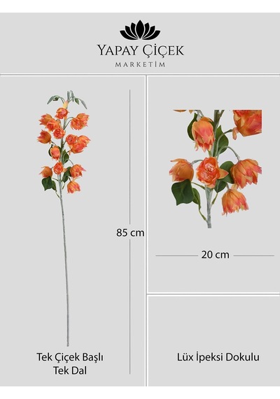 Turuncu Yapay Çan Çiçeği Tek Dal Lüx İpeksi Dokulu 85 Cm