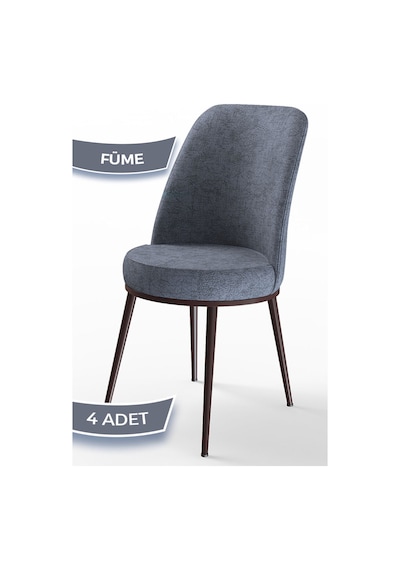 Canisa Concept Dexa Serisi Füme Renk 4 Adet Sandalye, Renk Füme, Ayaklar Kahverengi Füme