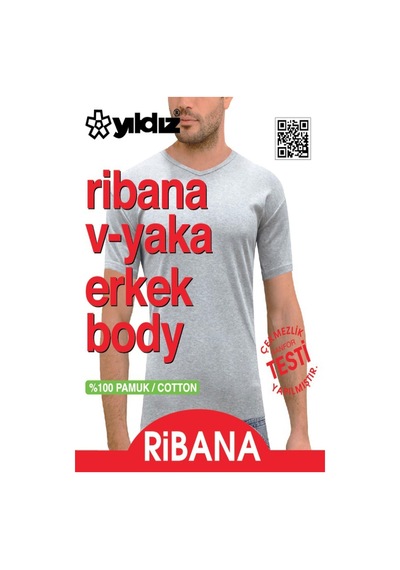 Yıldız Erkek Ribana V Yaka Body Atlet 60/62 - 6 Adet 001