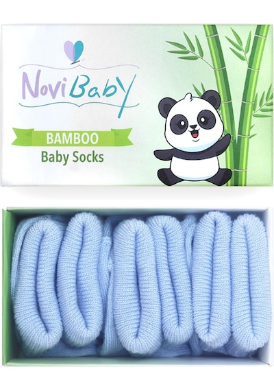 Novibaby 3'lü Bambu Yenidoğan Bebek Çorabı I Dusty Blue I 0-6 ay "Karışık Renkli"
