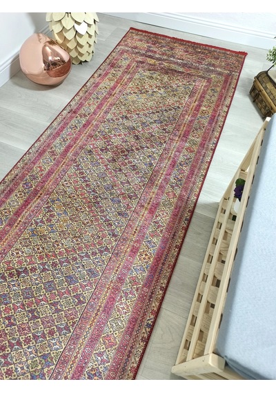 Klasik Kırmızı Ve Lacivert Çiçek Motifli Geleneksel Halı - 43ou Kırmızı - Beyaz