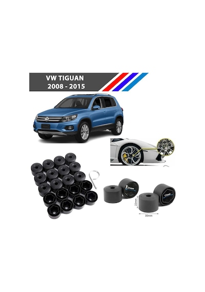 Otozet - Vw Tiguan Bijon Civata Kapağı Siyah Renk 20 Adetli Set 17mm 1k06011739b9