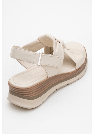 Luvishoes Oara Ekru Cilt Hakiki Deri Kadın Sandalet Ekru