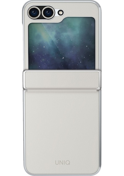 Samsung Galaxy Uyumlu Z Flip 6 Kılıf Ora Serisi Katlanabilir Deri Görünümlü Metal Çerçeve Kapak