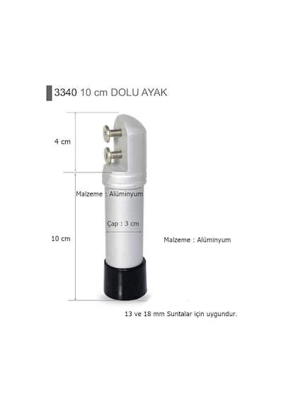 Eymenyapimarket Islak Hacim Kompakt Wc Kabin Dolu Ayak 10 Cm Alüminyum