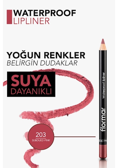 Flormar Dudak Kalemi Waterproof Lipliner 203 Subdued Pink 47000037-203