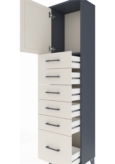 Arges Dolap Tek Raflı 6 Çekmeceli Tek Kapaklı 44x30x182 Antra... Antrasit