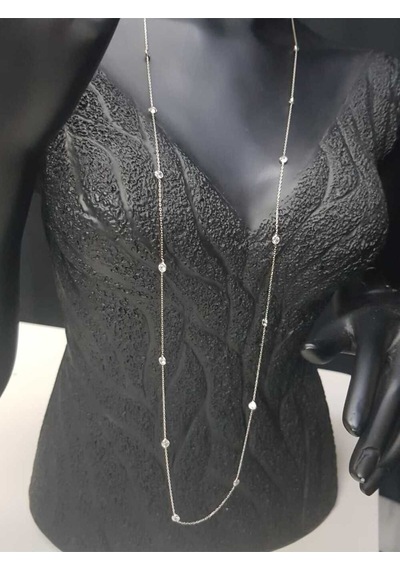 Vog Zirconia Büyük Taşlı Uzun Boy 90 Cm Beyaz Renk 925 Ayar Gümüş Sevgiliye,anneye,arkadaşa Kolye