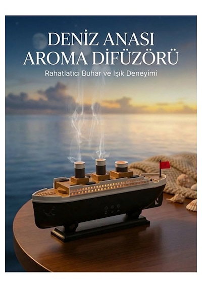 Aromaterapi Hava Nemlendirici Titanic Gemi Şeklinde Difüzör, Kuruluğu Önleyen Buharlı Oda Kokusu