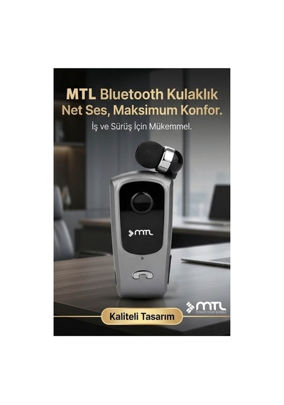 Yaka Klipsli Mono Makaralı Bluetooth Kulaklık Çift Telefon Destekli Mt920
