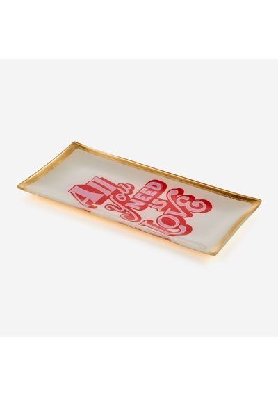 Kırmızı Cam All You Need İs Love Dekoratif Tabak 10x0,8x21 Cm