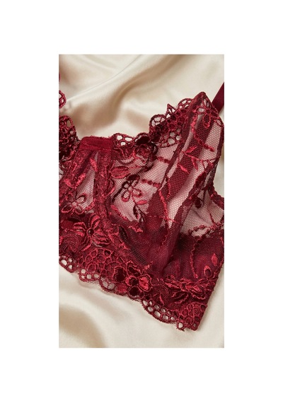 Kaia Kadın Beyaz Transparan Dantelli Sütyen Ve Tanga Takımı Bordo - 887374443 Bordo