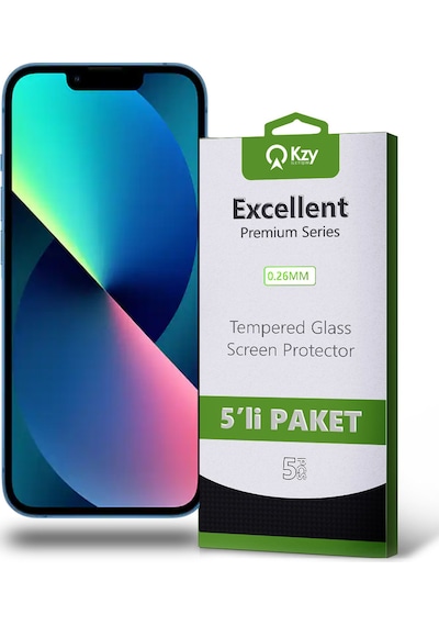 Apple Uyumlu   iPhone 13 ile Temperli Ekran Koruyucu Kırılmaz Cam Ekonomik 5'li Paket
