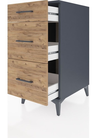 Kronos Komodin 3 Çekmeceli 44x59x96 Antrasit-çam Antrasit