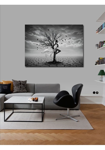 Kanvas Tablo Yalnızlık Ve Ağaç 100cmx140cm