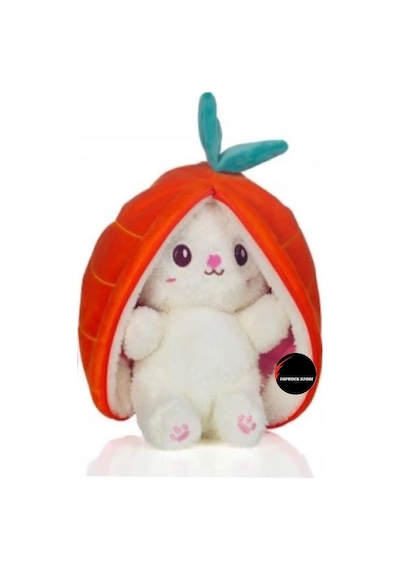Sevimli Çilek Tavşan Peluş Oyuncak 35 Cm Büyük Boy Hediyelik Uyku Arkadaşı Turuncu