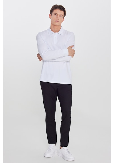 AC&Co / Altınyıldız Classics  Erkek Sıyah Slim Fit Dar Kesim Yünlü Yan Cepli Takım Elbise Pantolonu Siyah