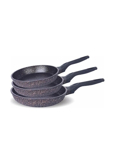 Fms D3000 Döküm Granit 3 Parça Tava Seti Siyah 20-24-28 Cm