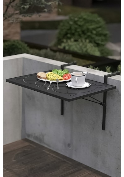 Lazer Kesim Katlanır Metal Balkon Masası