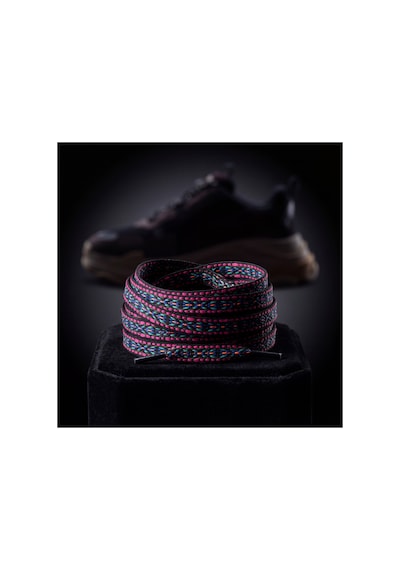 Last İcon Siyah Zemin Pembe Turkuaz Desenli Yassı Ayakkabı Bağcığı Spor Sneaker Siyah & Pembe & Turkuaz % Lacivert