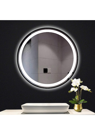 70 CM Kumlamalı Ledli Yuvarlak Ayna Banyo Aynası Dekoratif Ayna B