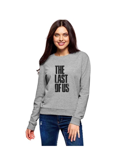 The Last Of Us Eskitme Yazlı Baskılı Gri Kadın Sweatshirt