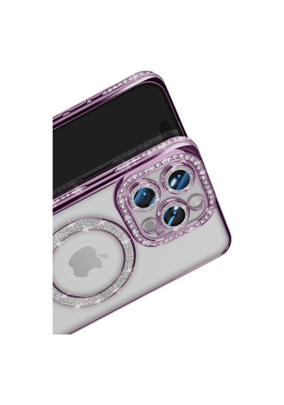 Newface Apple İphone 16 Pro Max Kılıf Joke Simli Magneticsafe Kılıf - Derin Mor