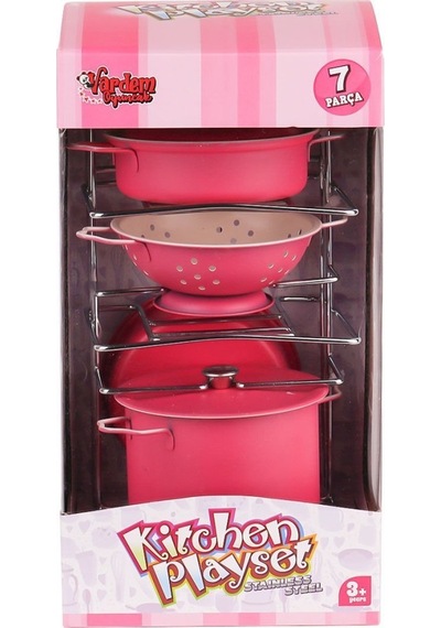 Atf-683g-6 Raflı Pembe Tencere Tava Seti 7 Parça Nessiworld