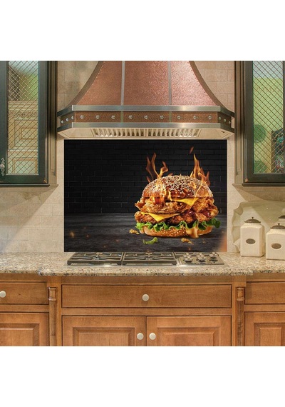 Mutfak Duvar Tezgah Arası Ocak Arkası Sticker Kaplama Burger (540881788)