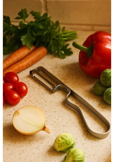 Lüks Yan Soyacak, Sebze, Domates, Patates Soyacağı, Paslanmaz Çelik Ergonomik Mutfak Soyacağı, Meyve Ve Sebze İçin Dayanıklı Soyacak, Kolay Temizlenebilir Soyma Aleti 1